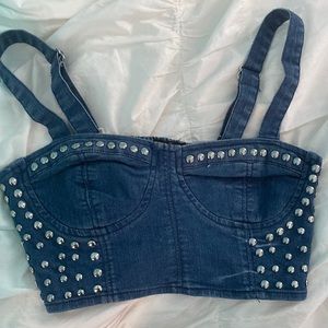 Denim Corset Crop Top